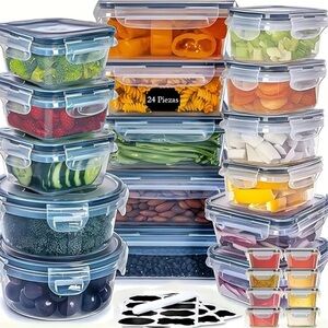 Airtight Food Storage Container Set - Clear and Blue